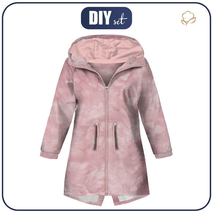 KIDS PARKA (ARIEL) - CAMOUFLAGE pat. 2 / rose quartz - softshell (158/164)
