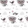 KATZEN UND SPATZEN (KATZENWELT) / weiß - Baumwoll Webware