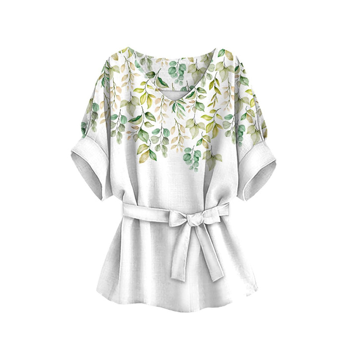 KIMONO BLUSE - GREEN LEAVES - Nähset L-XL