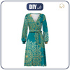 WRAP MIDI DRESS "BIANCA" S - MANDALA pat. 5 / emerald - sewing set 