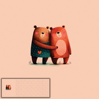 BEARS IN LOVE 1 - SINGLE JERSEY panoramisches Paneel (60cm x 155cm)