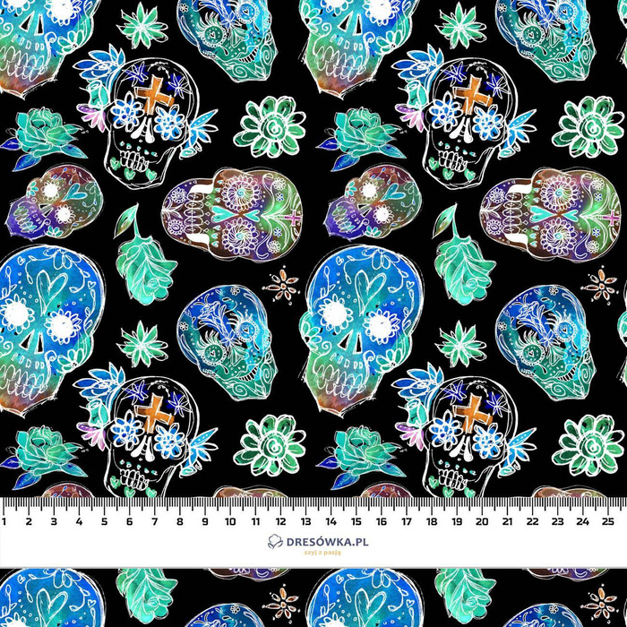 NEON SKULLS pat. 1 (DIA DE LOS MUERTOS) - Hydrophobic brushed knit