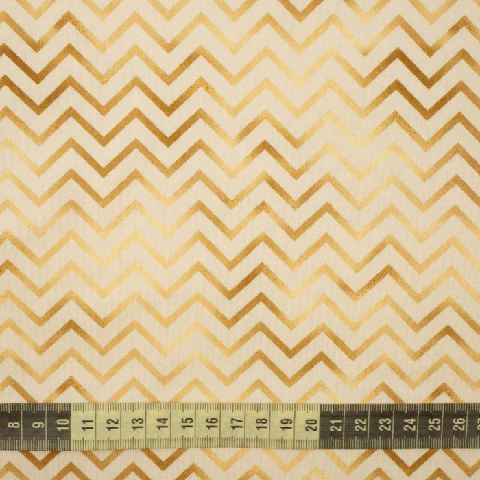 GOLDENE  ZICKZACK (GOLDENER OZEAN) / beige - bio single jerset mit Elastan Sommersweat