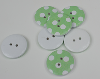 Wooden Button DOTS MINT WHITE
