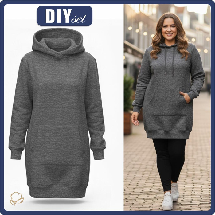 DIY Set - Klokaní mikina "LUXA" - MELANGE GRAPHITE - XL/XXL