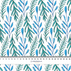 BLUE LEAVES pat. 3 / white - Cotton woven fabric