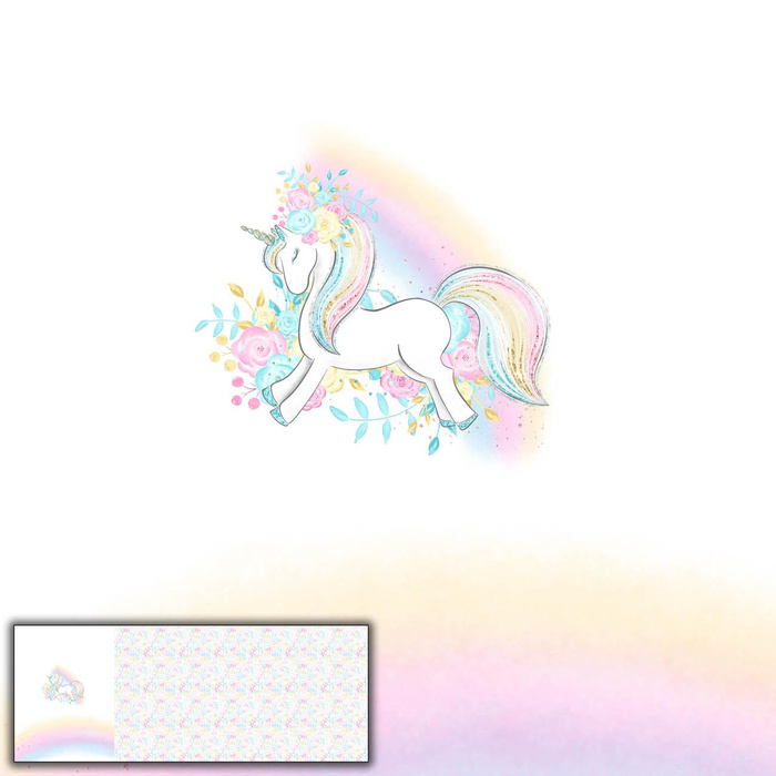 UNICORN / streamers (WONDERLAND) - SINGLE JERSEY PANORAMIC PANEL (60cm x 155cm)