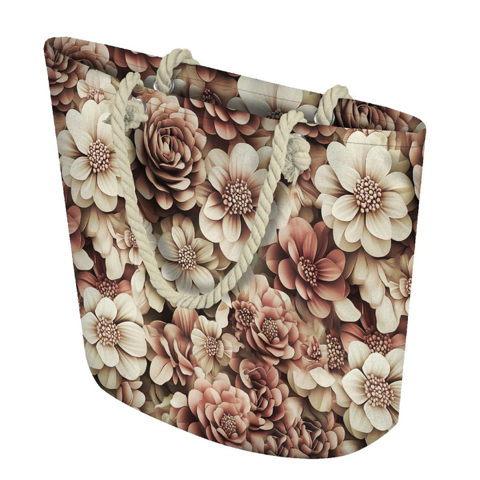 FLOWERS WZ.3/ Mocha Mousse  - dresówka pętelkowa