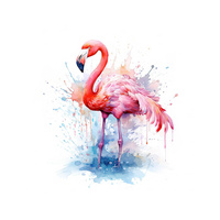 WATERCOLOR FLAMINGO - panel (60cm x 50cm) lycra 300g