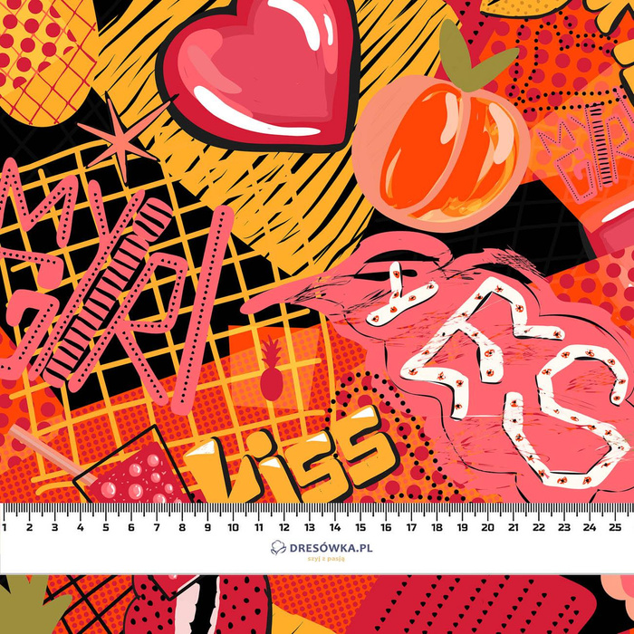 GRAFFITI HERZEN / schwarz - Wasserabweisende Webware