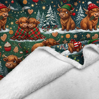 CHRISTMAS HIGHLAND COWS - Plusz Minky