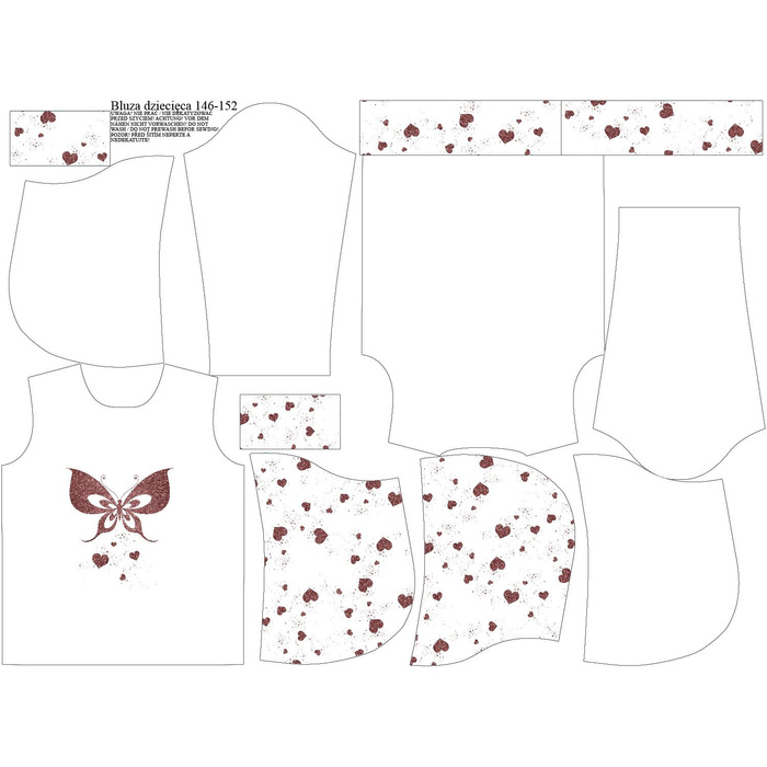 KINDER HOODIE (ALEX) - SCHMETERLING M.6 (GLITTER SCHMETTERLINGE - Nähset