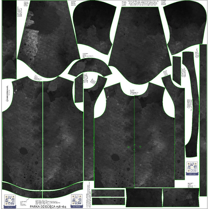 DĚTSKÁ BUNDA PARKA (ARIEL) - BLACK SPECKS - Sada šití (146-152)