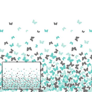 SCHMETTERLINGE AQUA - Paneel (105cm x 150cm) Wasserabweisende Webware