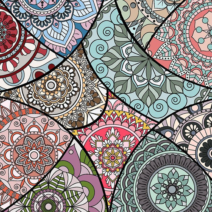 STAINED GLASS / aqua - Cotton woven fabric