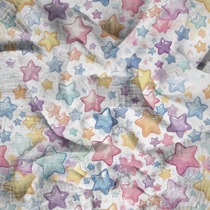PASTEL STARS - Baumwoll Musselin