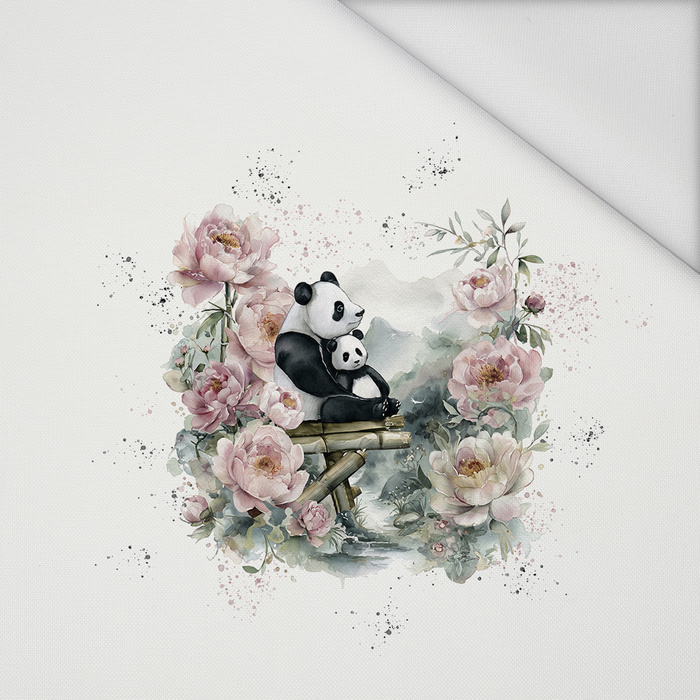 PANDA FAMILY - panel (60cm x 50cm) Wasserabweisende Webware