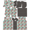 LONG WOMEN’S HOODIE (MEGI) - FLAMINGOS AND  MONSTERAS - looped knit fabric - XXXL