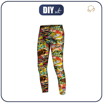 BOY'S THERMO LEGGINGS (HUGO) - CAMOUFLAGE COLORFUL - sewing set 140