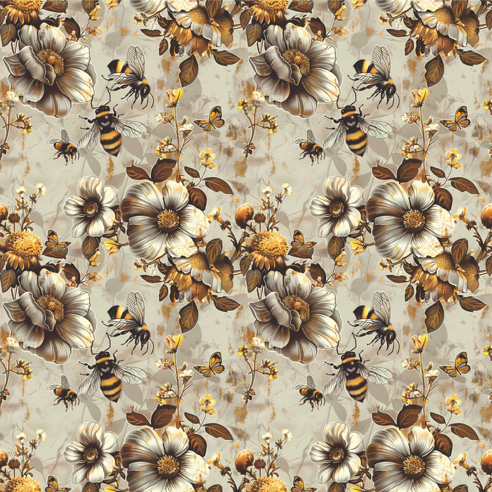 BEES & FLOWERS- Welur tapicerski