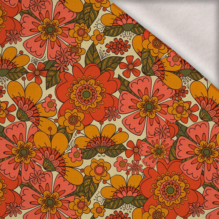 FLOWERS PAPAYA ORANGE WZ. 7 - Wintersweat angeraut mit Elastan ITY