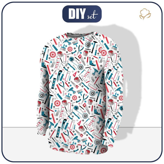 HERREN SWEATSHIRT - WERKSTATT / weiß -  Elastischer Wintersweat M
