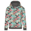 CLASSIC WOMEN’S HOODIE (POLA) - FLAMINGOS AND  MONSTERAS - looped knit fabric - L