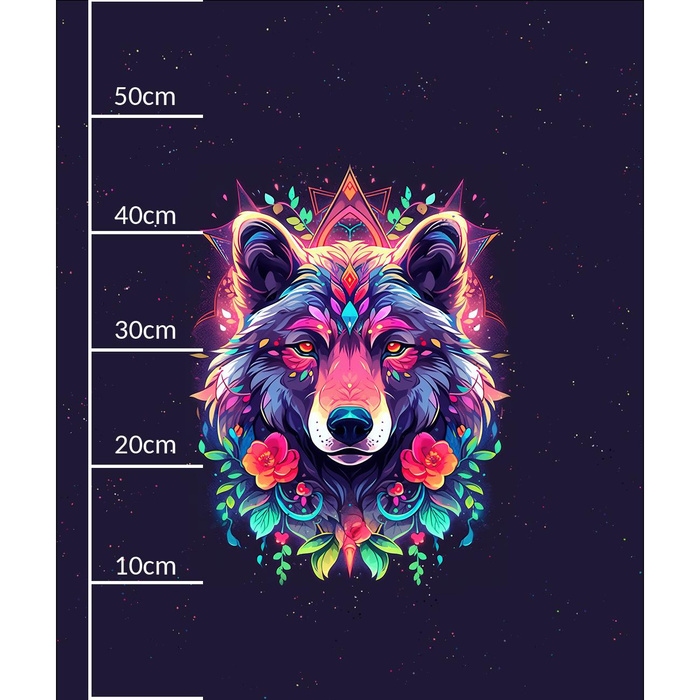 ANIMALS MANDALA wz.6 - panel (60cm x 50cm)- single jersey s elastanem ITY