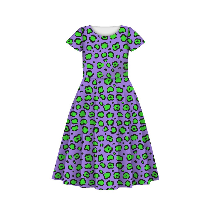 KID'S DRESS "MIA" - NEON LEOPARD PAT. 1 - sewing set (134/140)