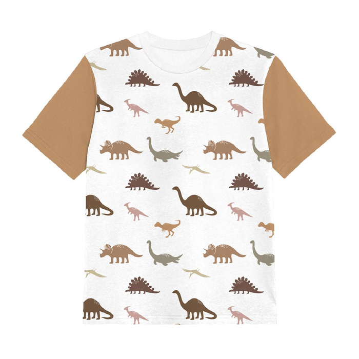 2-PACK - DĚTSKÉ TRIČKO - HNĚDÍ DINOSAUŘI - Sada šití (116/122)