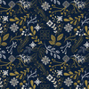 FOLK FLORAL pat. 1 / gold (FOLK FOREST) - Thermo lycra