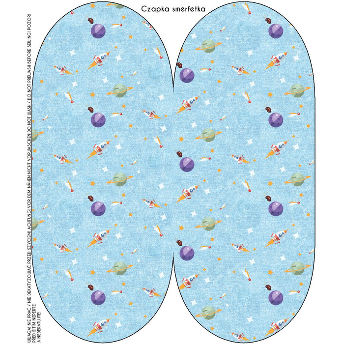 "Beanie" cap - PLANETS AND ROCKETS (SPACE EXPEDITION) / ACID WASH LIGHT BLUE 54-56