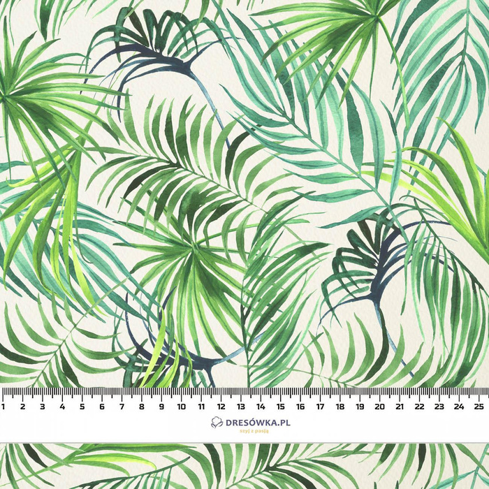 PALM LEAVES pat. 4 / white - Linen 100%
