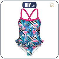 Girl's swimsuit - TROPICAL FLAMINGOS - sewing set 122-128