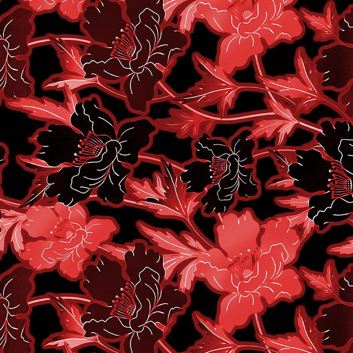 FLOWERS pat. 7 (red) / black - softshell