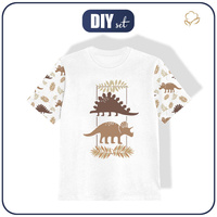 KID’S T-SHIRT - BROWN DINOSAURS PAT. 4 - Single Jersey (92/98)