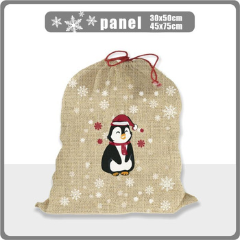 PINGUIN NIKOLAUS - Baumwoll Webware Panel / Größe nach Wahl