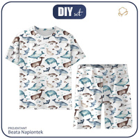 KINDERPYJAMA "ADA" - BLAUE WALE (OZEAN WELT) - Bambus-Single Jersey mit Elastan (110/116)
