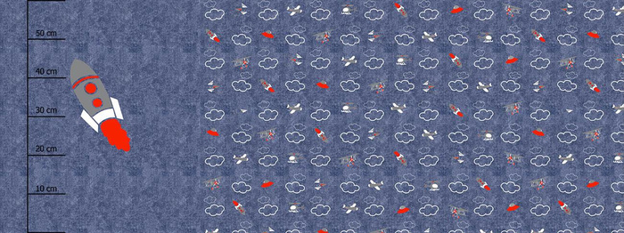 ROCKET (PLANES) / ACID WASH DARK BLUE - PANORAMIC PANEL (60 x 155cm)