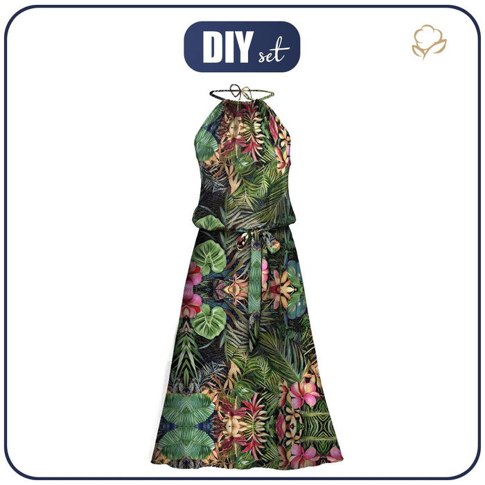 DRESS "DALIA" MAXI - WILD JUNGLE pat. 2 - sewing set L-XL