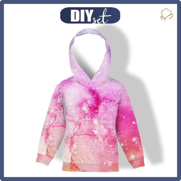 KID'S HOODIE (ALEX) - WATERCOLOR GALAXY PAT. 5 - looped knit fabric (122/128)