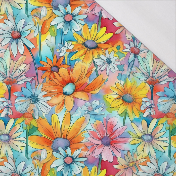 FLOWERS PAPAYA ORANGE WZ. 9 - single jersey