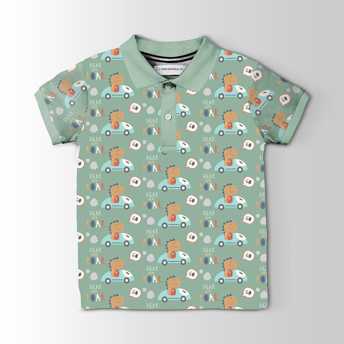 DINO CAR pat. 2 - Cotton woven fabric