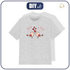 T-SHIRT DZIECIĘCY - ZAKOCHANE PTAKI (HAPPY VALENTINE’S DAY) / melanż jasnoszary - single jersey (104/110)