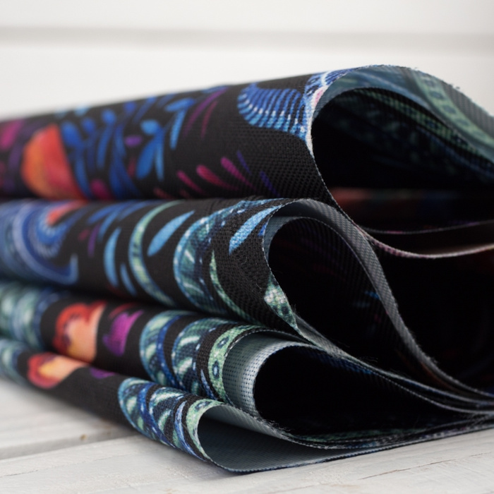 ROOSTERS / black - Waterproof woven fabric