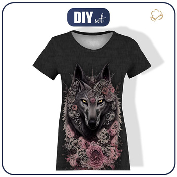 DAMEN T-SHIRT - FANTASY WOLF - Nähset L
