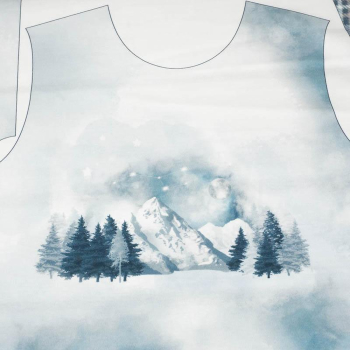 CHILDREN'S PAJAMAS " MIKI" - TREES AND MOUNTAINS (WINTER IN THE MOUNTAIN) - Elastic cotton knit fabric (110/116)