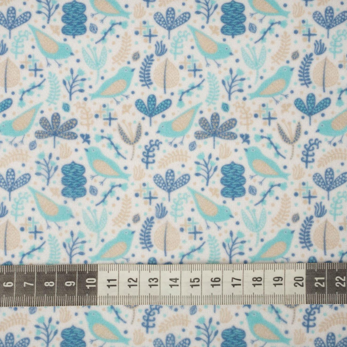 TÜRKISFARBENE VÖGEL - Mantelstoff / Flausch 