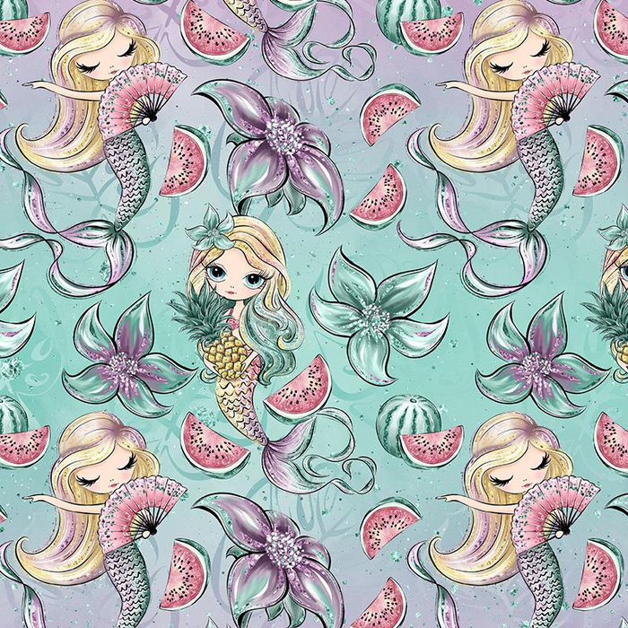 MERMAIDS AND WATERMELONS - Waterproof woven fabric