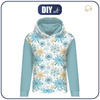 BLUZA DAMSKA (POLA) CLASSIC Z KAPTUREM - NIEBIESKIE ŚNIEŻYNKI - dzianina pętelkowa XXXL